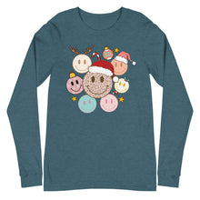 Load image into Gallery viewer, Smiley Face Christmas Bella Canvas Unisex Long Sleeve Tee
