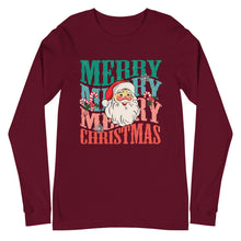 Load image into Gallery viewer, Merry Christmas Santa Head Unisex Long Sleeve Tee
