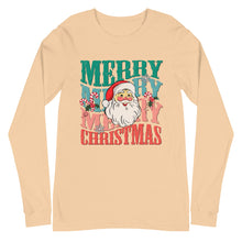 Load image into Gallery viewer, Merry Christmas Santa Head Unisex Long Sleeve Tee
