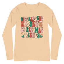 Load image into Gallery viewer, Gingerbread Kisses Christmas Wishes Bella Canvas Unisex Long Sleeve Tee
