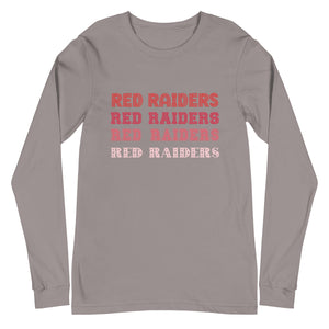 Multi Red Raiders Font Bella Canvas Unisex Long Sleeve Tee