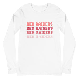 Multi Red Raiders Font Bella Canvas Unisex Long Sleeve Tee