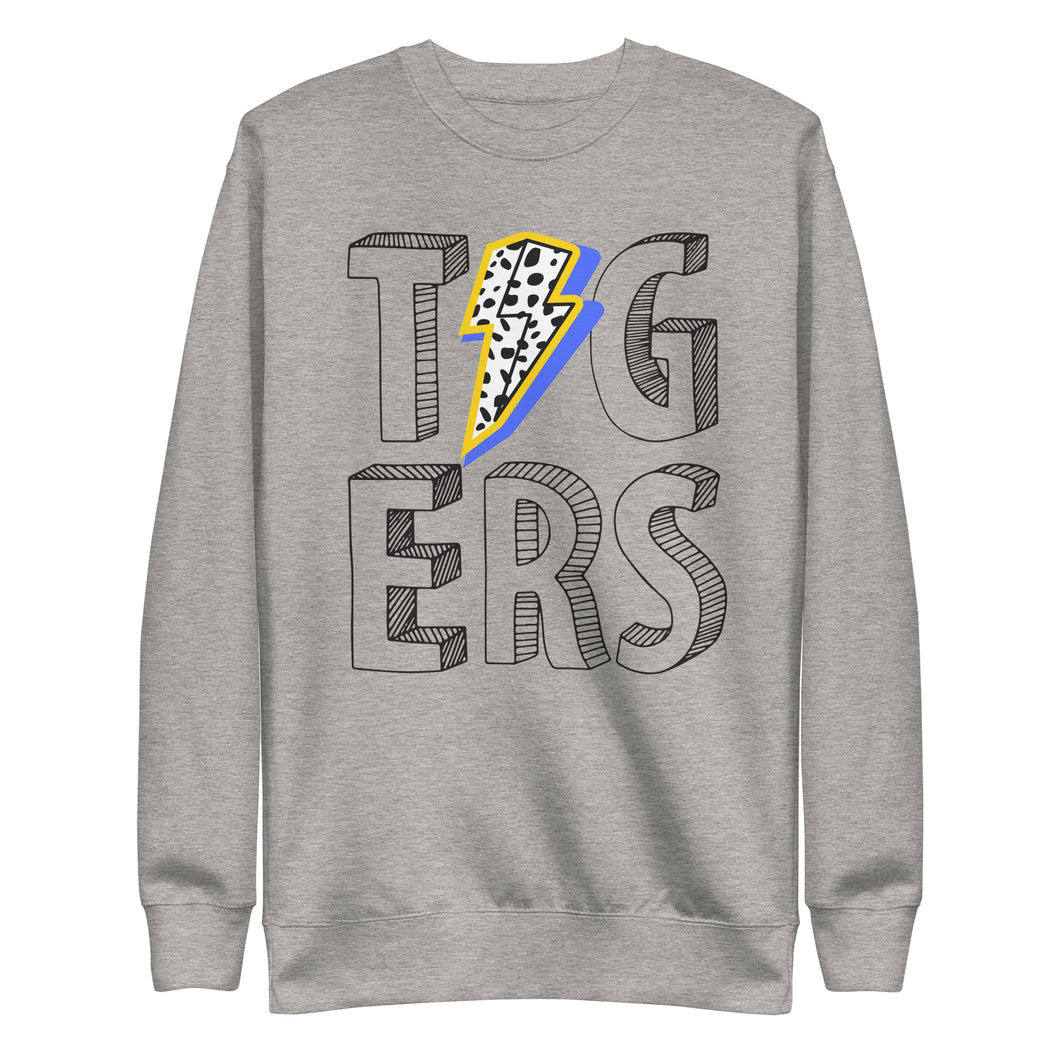 Tigers Black Font Bolt Unisex Premium Sweatshirt