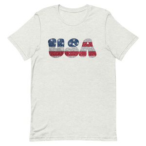 Faux Glitter USA Fourth of July Flag Bella Canvas Short-sleeve unisex t-shirt