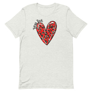 Texas Tech Leopard Cute Heart Game Day School Short-sleeve unisex t-shirt