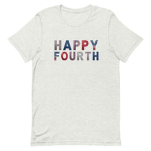 Load image into Gallery viewer, Happy Fourth Faux Glitter Look Bella Canvas Short-sleeve unisex t-shirt
