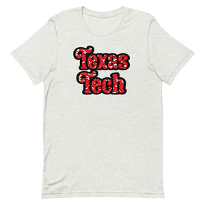 Retro Leopard Texas Tech Font Bella Canvas Short-sleeve unisex t-shirt