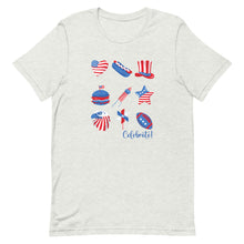 Load image into Gallery viewer, Celebrate Fourth of July Nine Images Bella Canvas Unisex t-shirt
