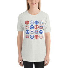 Load image into Gallery viewer, Peace Smiley Fourth of July Unisex t-shirt
