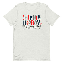 Load image into Gallery viewer, Hip Hip Hooray Its Game Day Red Bella Canvas Unisex t-shirt
