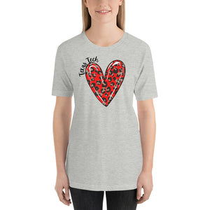 Texas Tech Leopard Cute Heart Game Day School Short-sleeve unisex t-shirt