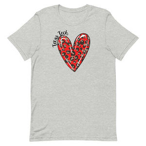 Texas Tech Leopard Cute Heart Game Day School Short-sleeve unisex t-shirt