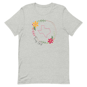 Texas Girl Floral Wreath Bella Canvas Short-sleeve unisex t-shirt