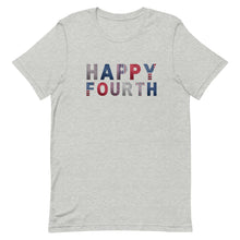 Load image into Gallery viewer, Happy Fourth Faux Glitter Look Bella Canvas Short-sleeve unisex t-shirt
