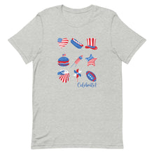 Load image into Gallery viewer, Celebrate Fourth of July Nine Images Bella Canvas Unisex t-shirt
