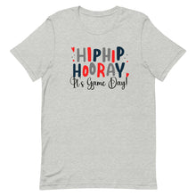 Load image into Gallery viewer, Hip Hip Hooray Its Game Day Red Bella Canvas Unisex t-shirt
