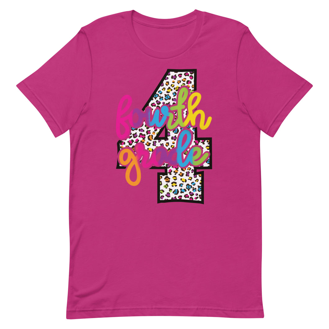 Fourth Grade Colorful Leopard Bella Canvas Unisex t-shirt