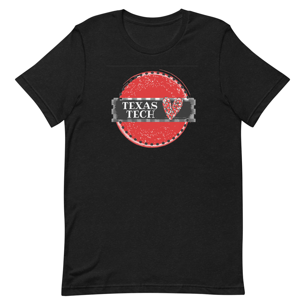 Texas Tech Heart Circle Tee Bella Canvas Short-sleeve unisex t-shirt