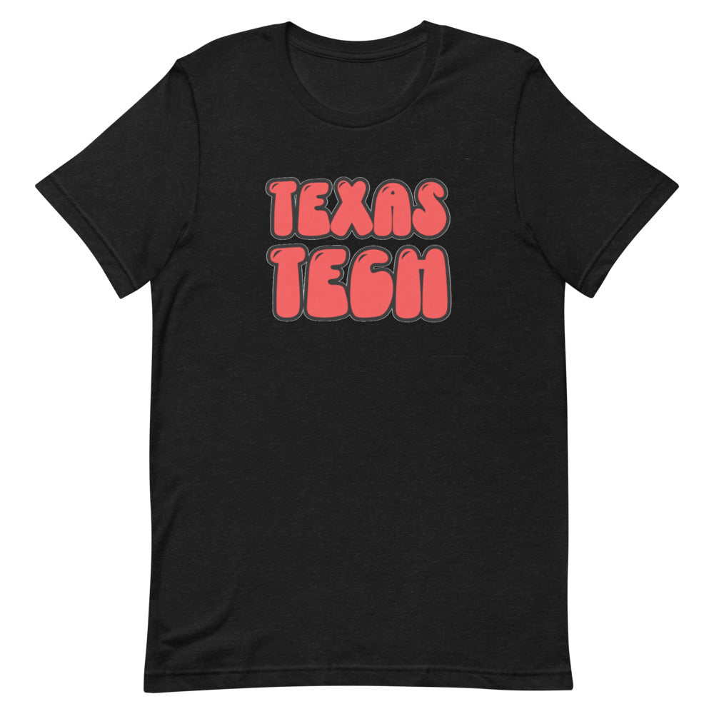 Texas Tech Retro Bubble Letters Bella Canvas Short-sleeve unisex t-shirt