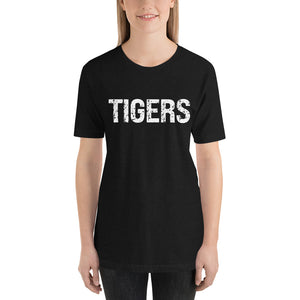 White Distressed Tigers Font Bella Canvas Unisex t-shirt
