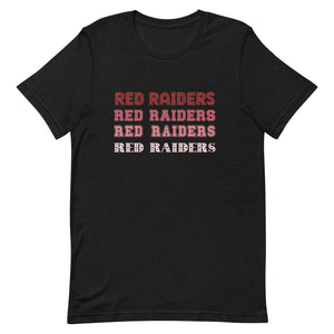 Multi Color Red Raiders Text Bella Canvas Unisex t-shirt