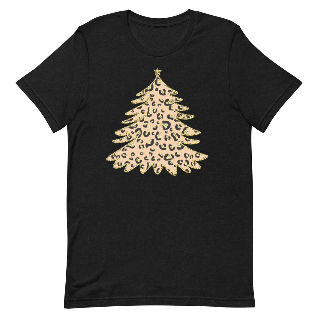 Faux Glitter Leopard Christmas Tree Unisex t-shirt