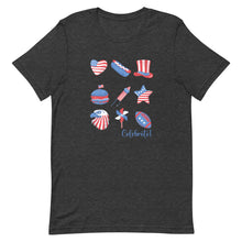 Load image into Gallery viewer, Celebrate Fourth of July Nine Images Bella Canvas Unisex t-shirt
