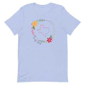 Texas Girl Floral Wreath Bella Canvas Short-sleeve unisex t-shirt