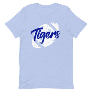 Distressed Tigers Football Royal Blue Bella Canvas Unisex t-shirt