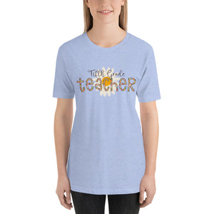 Fifth Grade Teacher Leopard Floral Bella Canvas Unisex t-shirt
