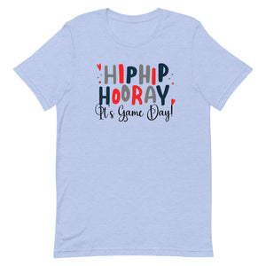 Hip Hip Hooray Its Game Day Red Bella Canvas Unisex t-shirt