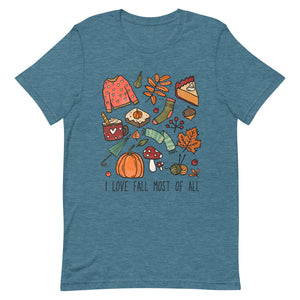 I Love Fall Most of All Bella Canvas Unisex t-shirt