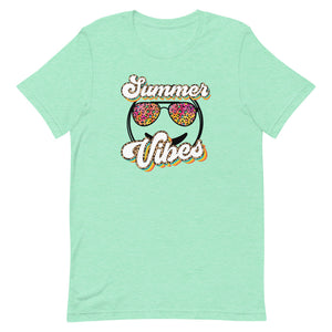 Summer Vibes Smiley Face Sunglasses Bella Canvas Unisex t-shirt