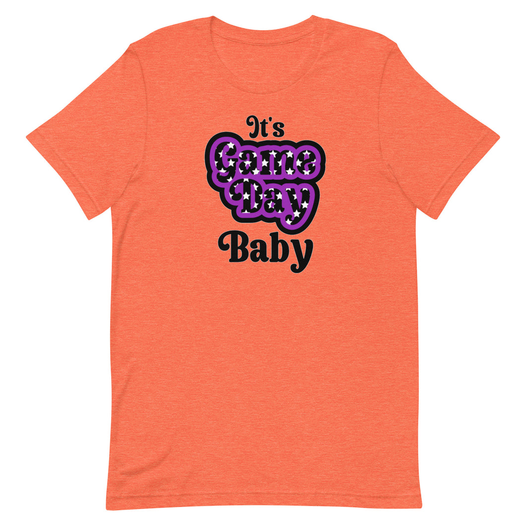 It's Game Day Baby Purple Font Bella Canvas Unisex t-shirt