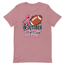 Load image into Gallery viewer, In October we wear pink football Unisex t-shirt
