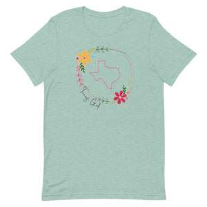 Texas Girl Floral Wreath Bella Canvas Short-sleeve unisex t-shirt