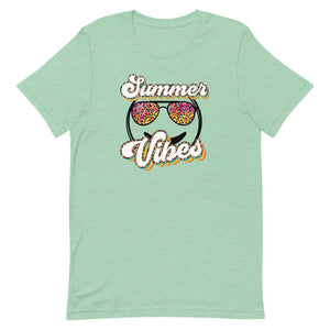 Summer Vibes Smiley Face Sunglasses Bella Canvas Unisex t-shirt