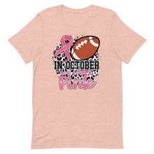 Load image into Gallery viewer, In October we wear pink football Unisex t-shirt
