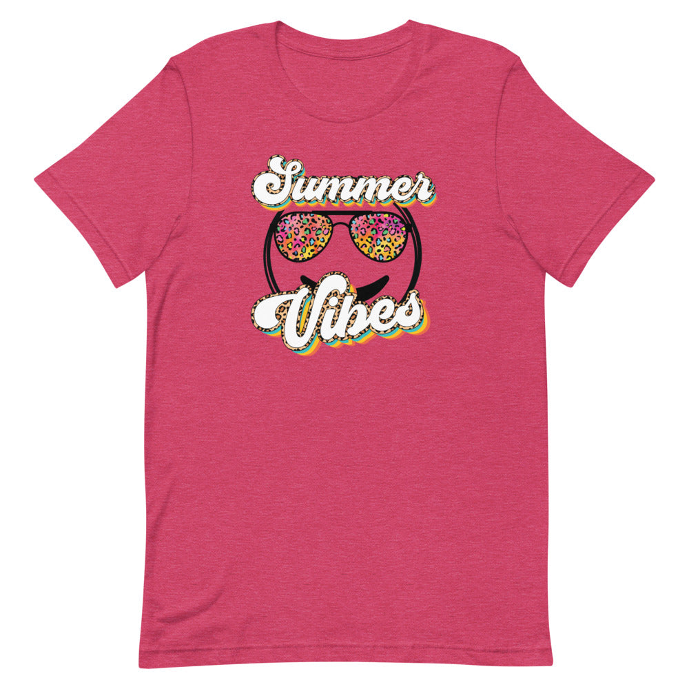 Summer Vibes Smiley Face Sunglasses Bella Canvas Unisex t-shirt