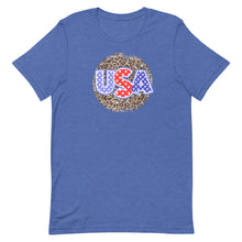 Load image into Gallery viewer, Leopard USA Patriotic Star Circle Short-sleeve unisex t-shirt
