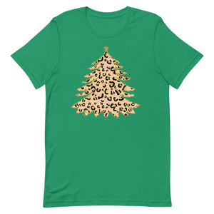 Faux Glitter Leopard Christmas Tree Unisex t-shirt