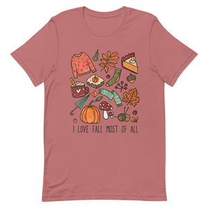 I Love Fall Most of All Bella Canvas Unisex t-shirt
