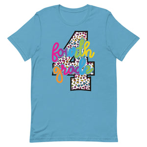 Fourth Grade Colorful Leopard Bella Canvas Unisex t-shirt