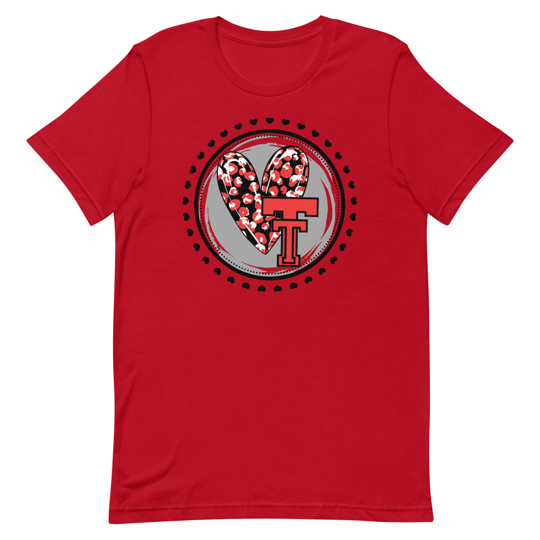 Leopard Texas Tech Heart Bella Canvas Unisex t-shirt