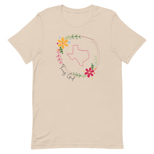 Texas Girl Floral Wreath Bella Canvas Short-sleeve unisex t-shirt