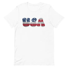 Load image into Gallery viewer, Faux Glitter USA Fourth of July Flag Bella Canvas Short-sleeve unisex t-shirt
