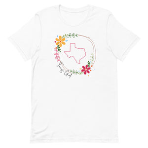 Texas Girl Floral Wreath Bella Canvas Short-sleeve unisex t-shirt