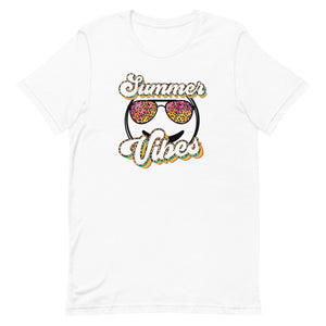 Summer Vibes Smiley Face Sunglasses Bella Canvas Unisex t-shirt