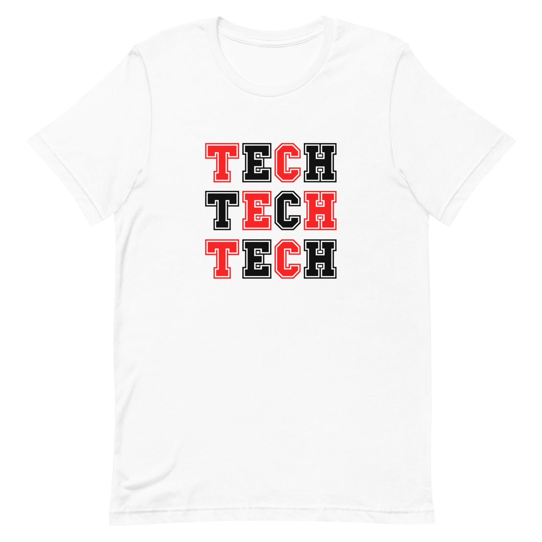 Tech Varsity Red and Black Bella Canvas Unisex t-shirt