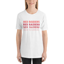 Load image into Gallery viewer, Multi Color Red Raiders Text Bella Canvas Unisex t-shirt
